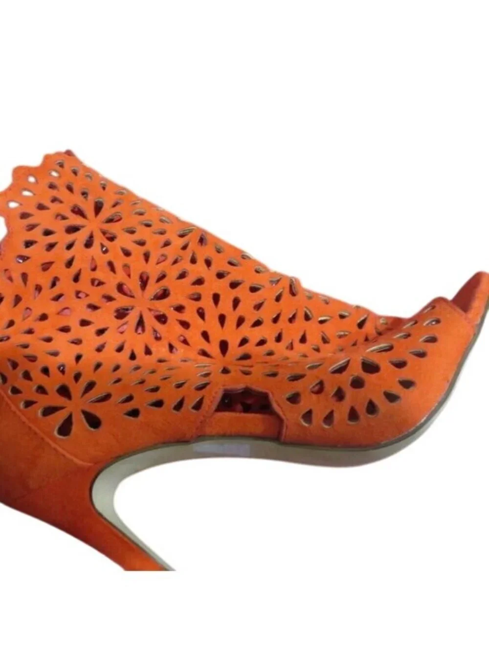 Aldo Ralidien Red Vegan Leather perforated peep toe booties heeled ankle boots